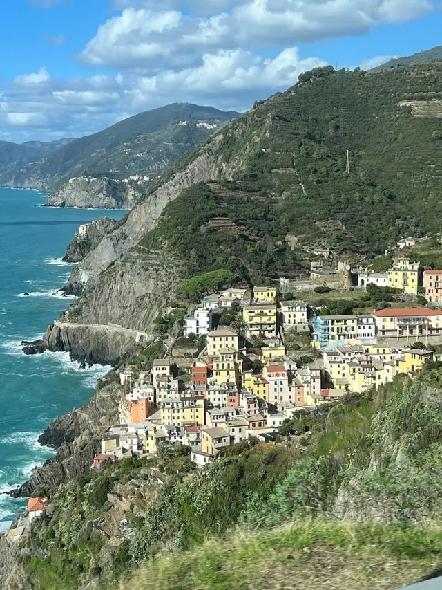 Scenic view of seaside town