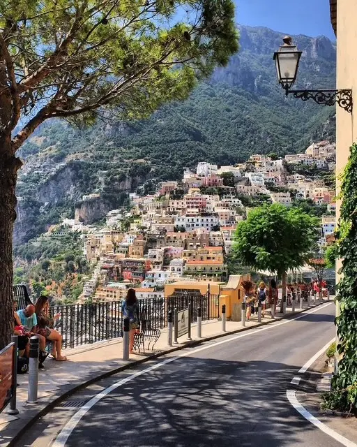 Scenic view of Positano, Italy hillside