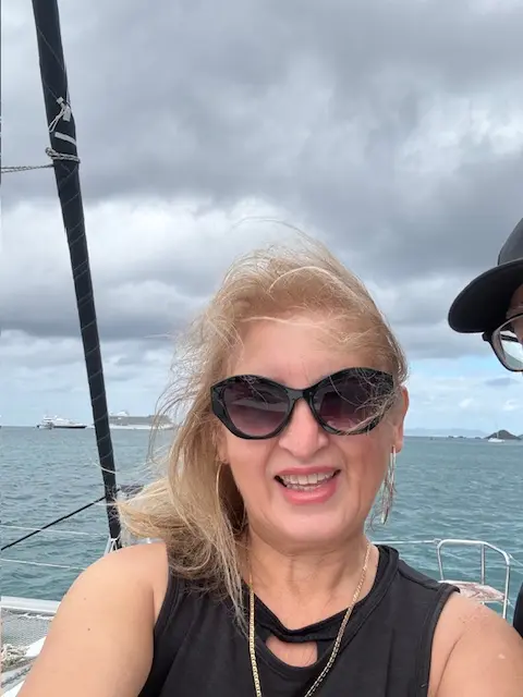 Woman smiling on a boat